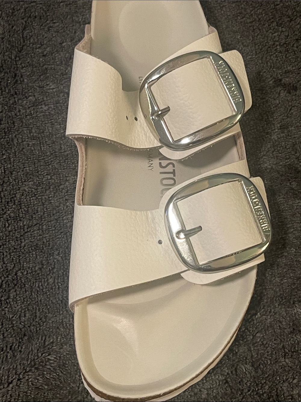 NWT BIRKENSTOCK Big Buckle White Natural Leather Sandals Women's US 11 Narrow - Picture 9 of 16